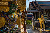 Bangkok Grand Palace, Wat Phra Kaew, statue of a monkey-warriors from the Ramakien, embedded with pieces of glass, an art form known in Thai as waen fah. 